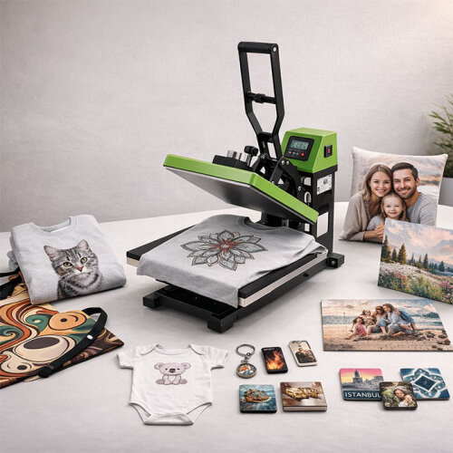 40x50cm Düz Transfer Baskı Presi HP3803 Yeşil - 2