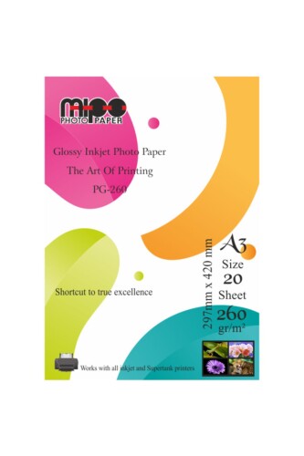 A3 Parlak Fotoğraf Kağıdı 260gr. İnkjet MİPO - Mipo Fotoğraf Kağıdı