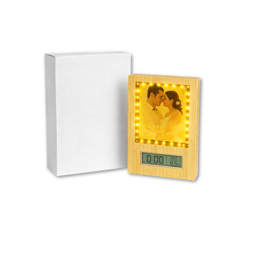 Ahşap Dijital Saat Sihirli Ayna Fotoğraf Çerçevesi - 5