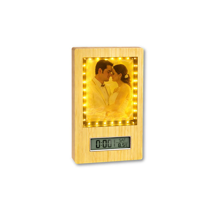 Ahşap Dijital Saat Sihirli Ayna Fotoğraf Çerçevesi - 2