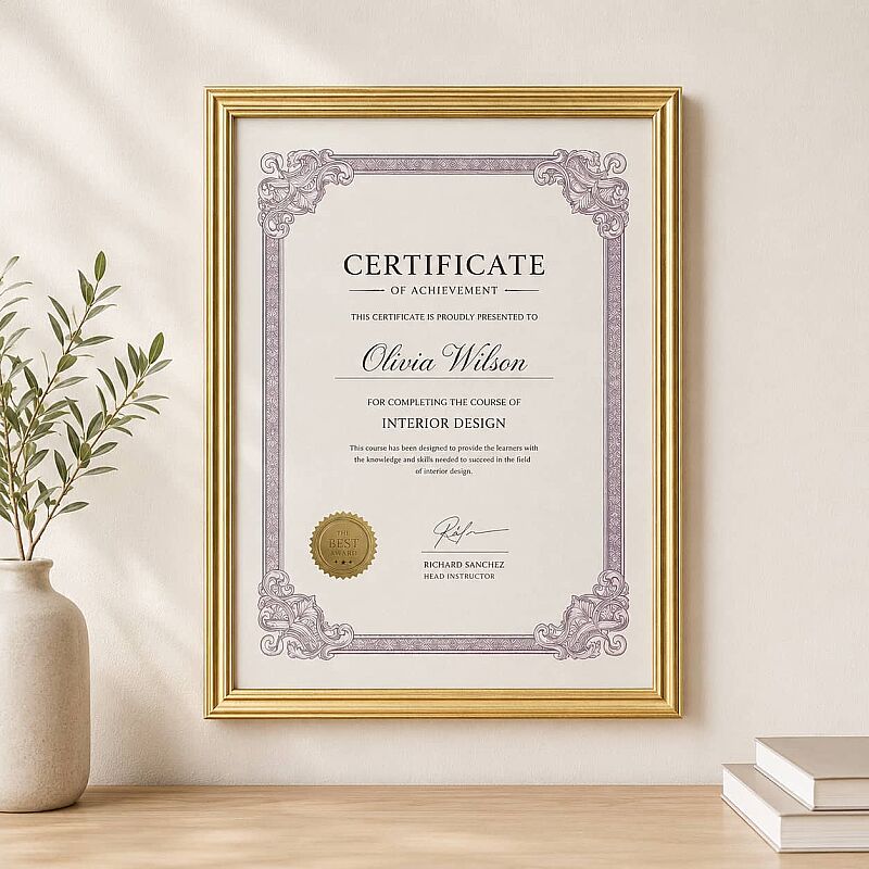 Ahşap Diploma ve Fotoğraf Çerçvesi A4 Altın - 1