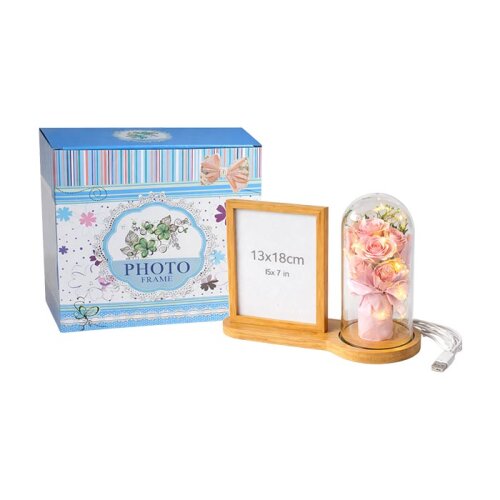 Ahşap Gül Buketi Ledli Fotoğraf Çerçevesi 13x18 - 3