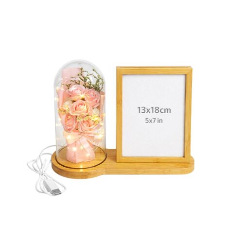 Ahşap Gül Buketi Ledli Fotoğraf Çerçevesi 13x18 - 4