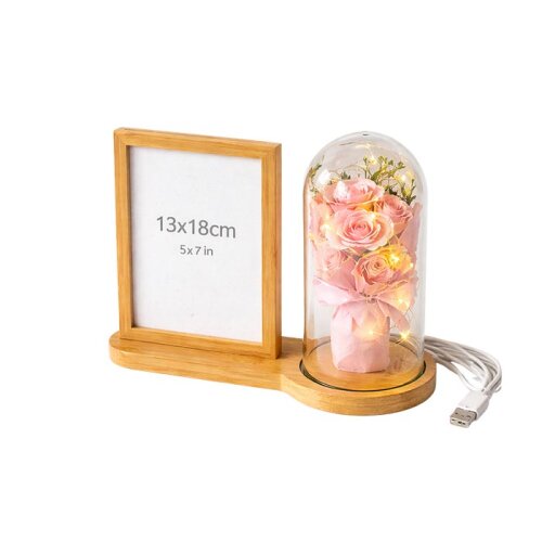 Ahşap Gül Buketi Ledli Fotoğraf Çerçevesi 13x18 - 5