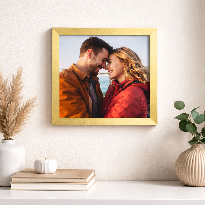 Ahşap Kare Fotoğraf Çerçevesi 20x20 Altın - 2