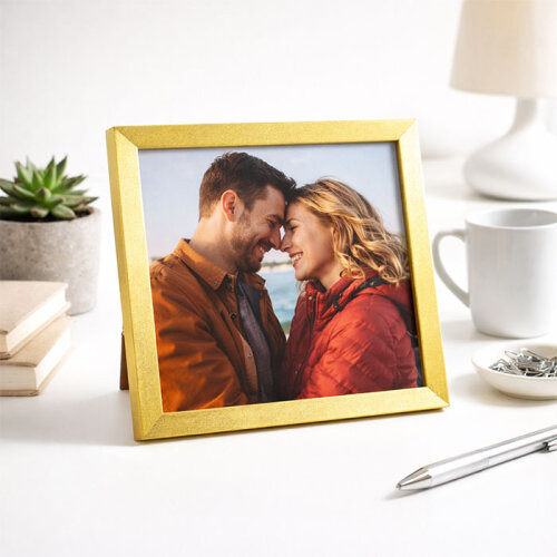 Ahşap Kare Fotoğraf Çerçevesi 20x20 Altın - sanalbayim
