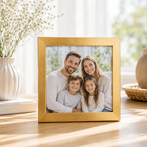 Ahşap Kare Fotoğraf Çerçevesi 20x20 Altın - sanalbayim