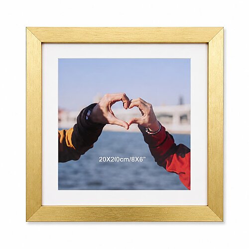 Ahşap Kare Fotoğraf Çerçevesi 20x20 Altın - sanalbayim