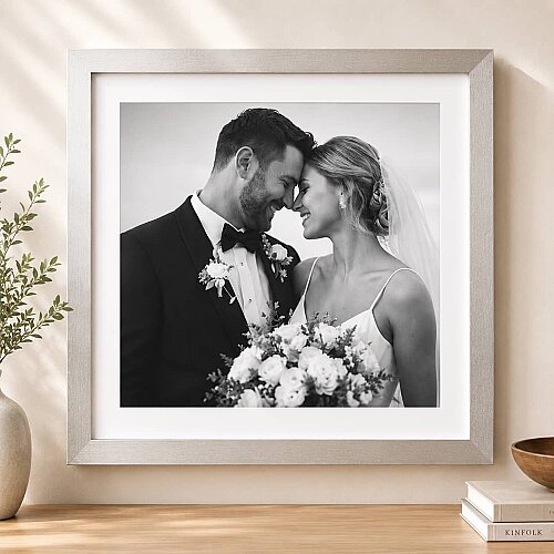 Ahşap Kare Fotoğraf Çerçevesi 30x30 Gümüş - sanalbayim