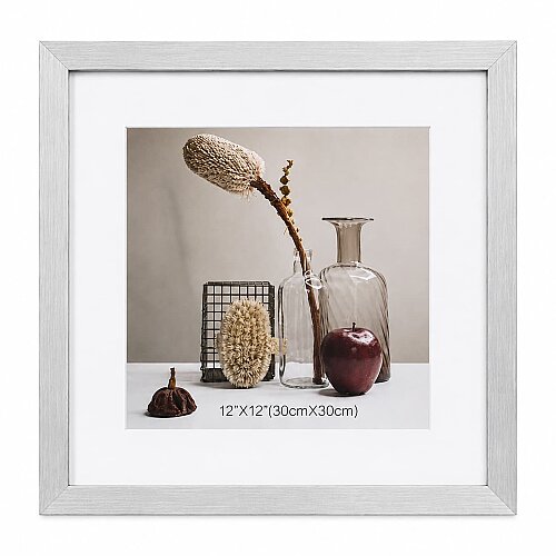 Ahşap Kare Fotoğraf Çerçevesi 30x30 Gümüş - sanalbayim