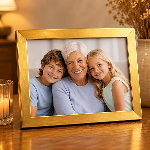 Ahşap Kare Fotoğraf Çerçevesi Altın 15x20 - sanalbayim