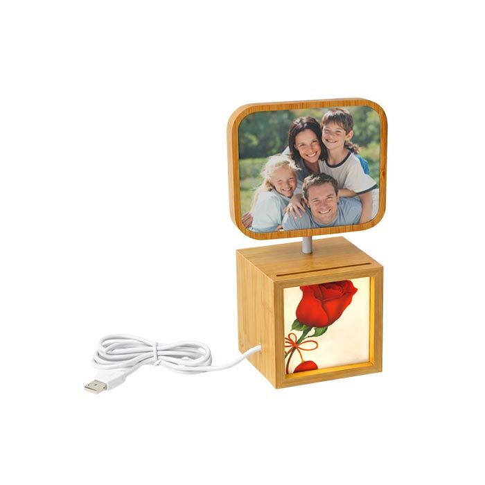 Ahşap Ledli Dönen Fotoğraf Çerçevesi 12x12 - 2