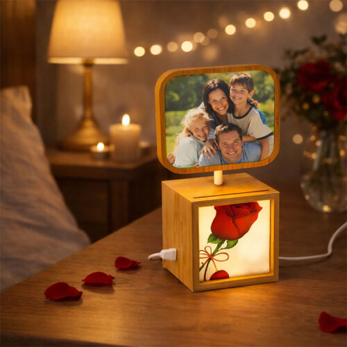 Ahşap Ledli Dönen Fotoğraf Çerçevesi 12x12 - 1