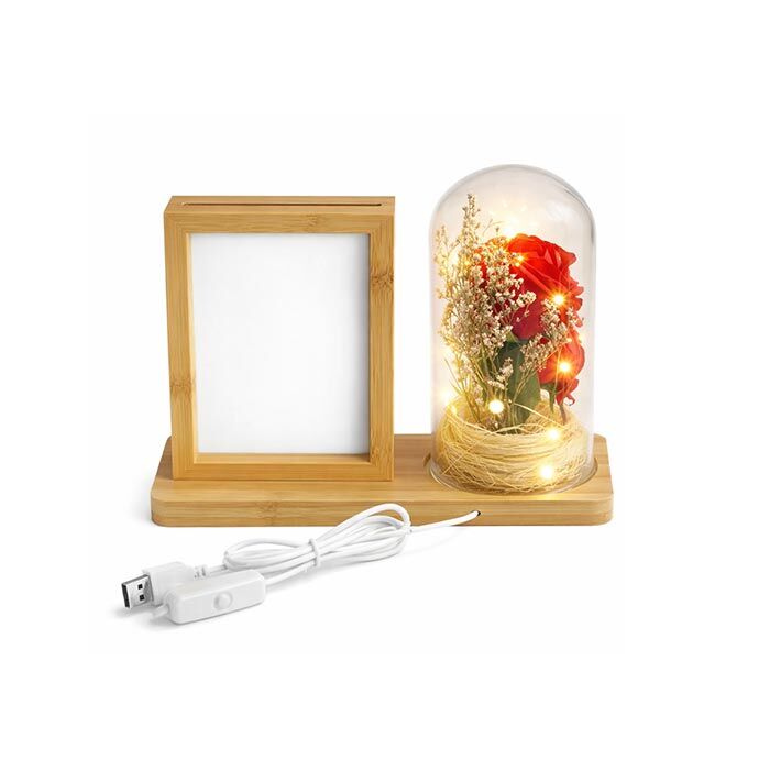 Ahşap Ledli Gül Fanus Fotoğraf Çerçevesi 10x14 - 3