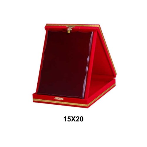 Ahşaplı Kadife Albüm Plaket Kutuları - Kırmızı - (1)