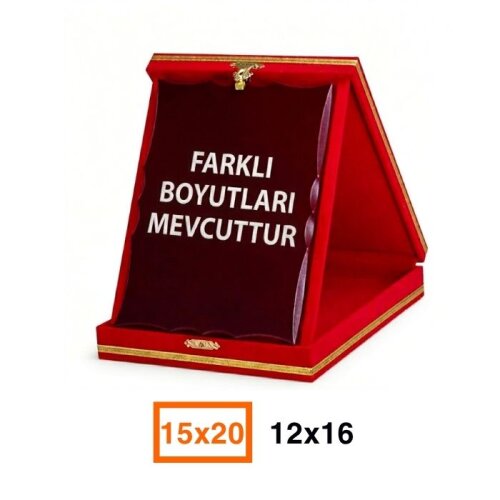 Ahşaplı Kadife Albüm Plaket Kutuları - Kırmızı - (1)