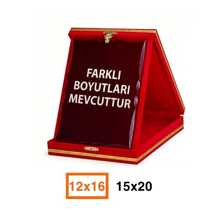 Ahşaplı Kadife Albüm Plaket Kutuları - Kırmızı - 1