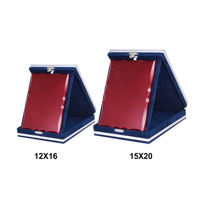 Ahşaplı Kadife Albüm Plaket Kutuları - Lacivert - 3