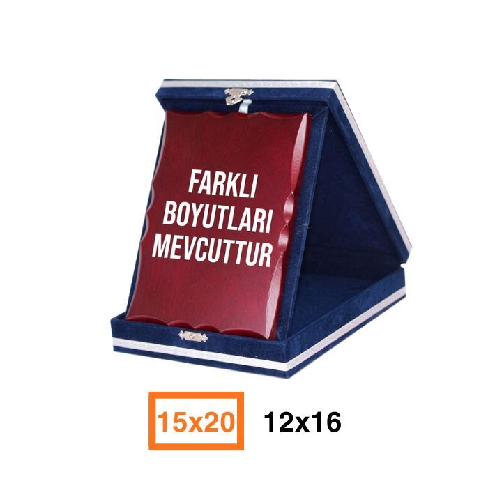 Ahşaplı Kadife Albüm Plaket Kutuları - Lacivert - 1