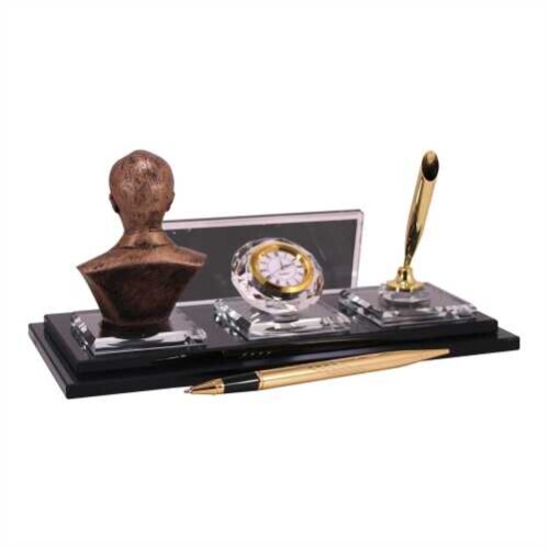 Altın Atatürklü Kristal Masa İsimliği KC1609 - (1)