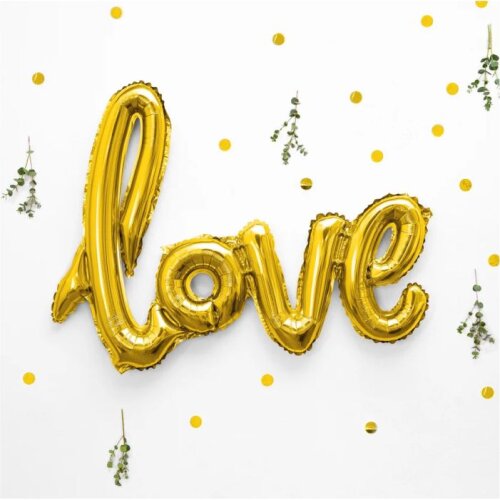 Altın Love Folyo Balon - 60x45cm - (1)