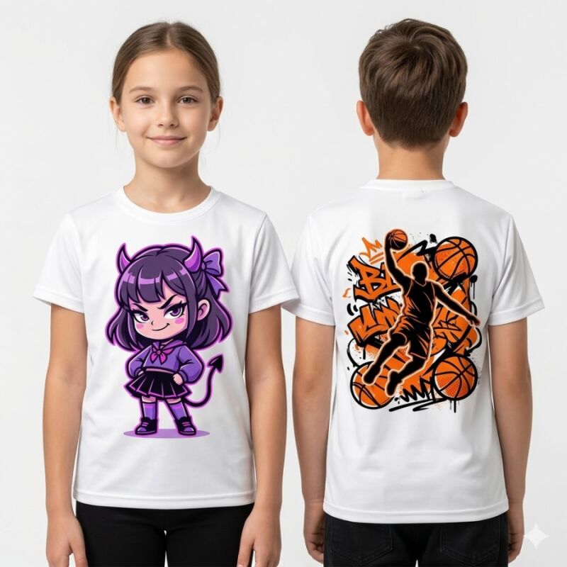 Çocuk İçin Süblimasyon Pamuk Polyester Tişört - 7