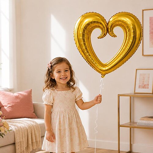 Dekoratif Altın Kalp Folyo Balon - 100cm - 