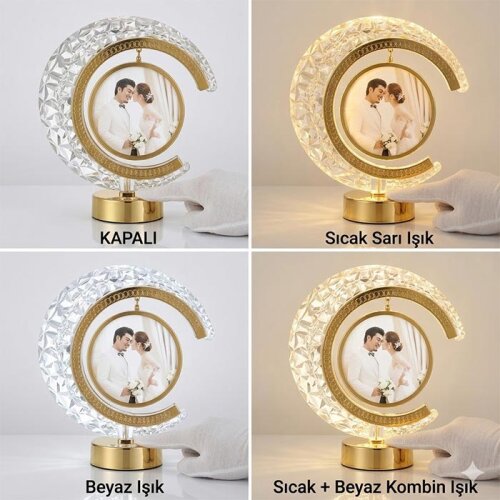 Dekoratif Ay Yuvarlak Işıklı Fotoğraf Çerçevesi - 2