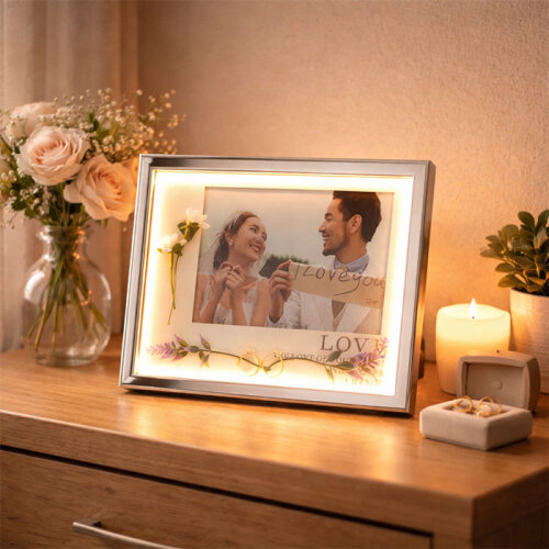 Dekoratif Çiçekli Işıklı Fotoğraf Çerçevesi 15x20 - 