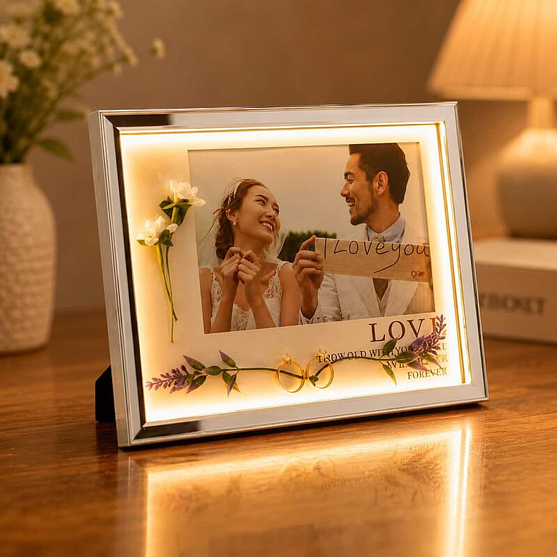 Dekoratif Çiçekli Işıklı Fotoğraf Çerçevesi 15x20 - 1