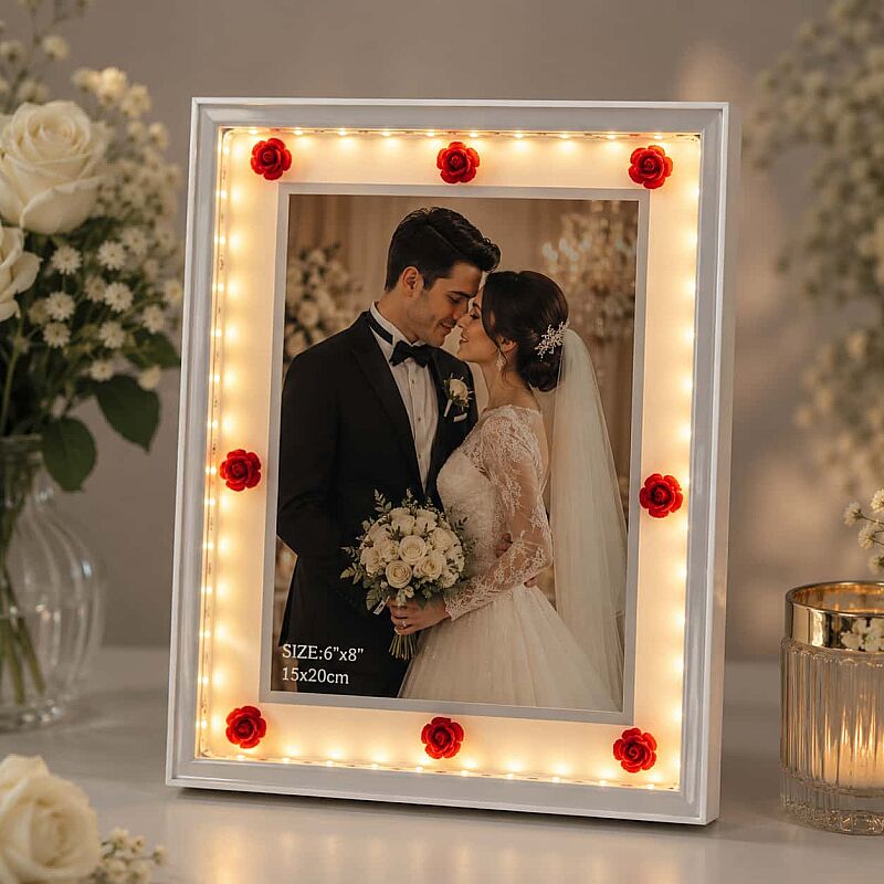 Dekoratif Işıklı Çiçekli Fotoğraf Çerçevesi 15x20 - 2