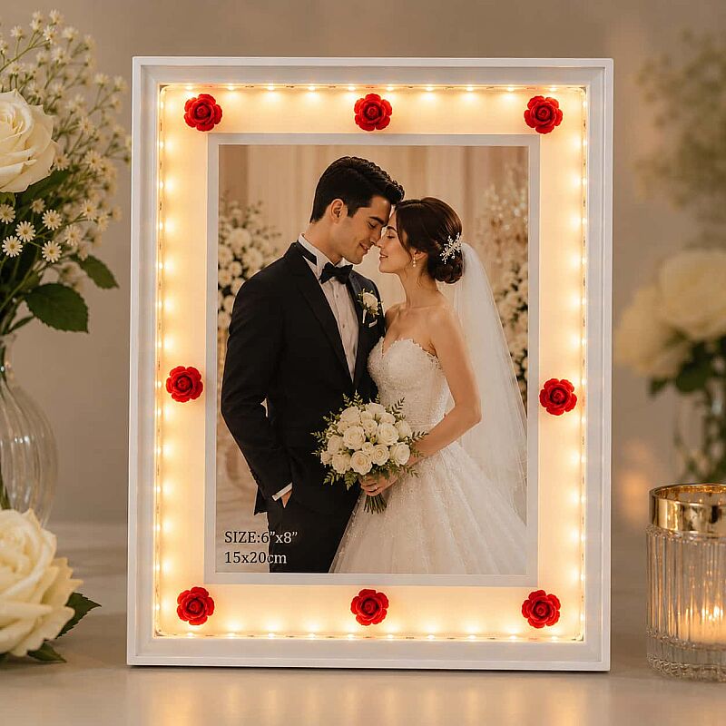 Dekoratif Işıklı Çiçekli Fotoğraf Çerçevesi 15x20 - 1