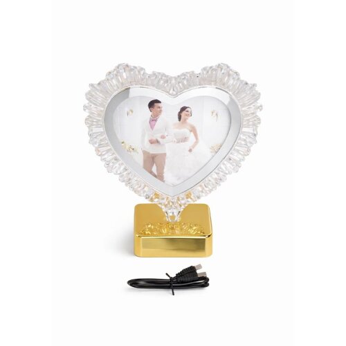 Dekoratif Işıklı Kalp Fotoğraf Çerçevesi Altın - 2