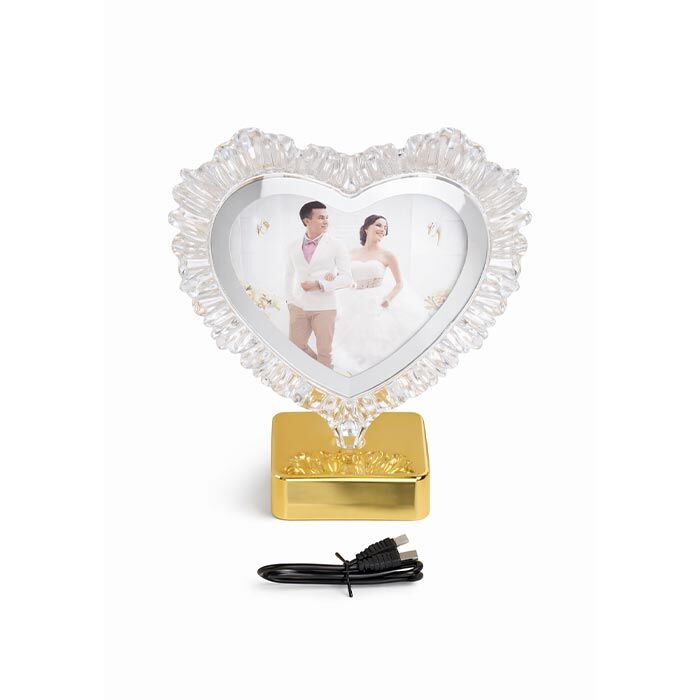 Dekoratif Işıklı Kalp Fotoğraf Çerçevesi Altın - 2