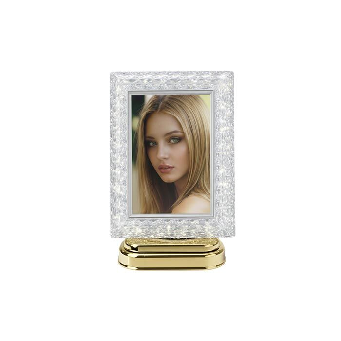 Dekoratif Işıklı Kristal Fotoğraf Çerçevesi Altın - 4
