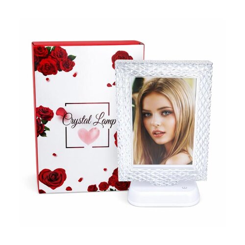Dekoratif Işıklı Kristal Fotoğraf Çerçevesi Beyaz - 3