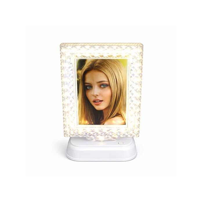 Dekoratif Işıklı Kristal Fotoğraf Çerçevesi Beyaz - 2