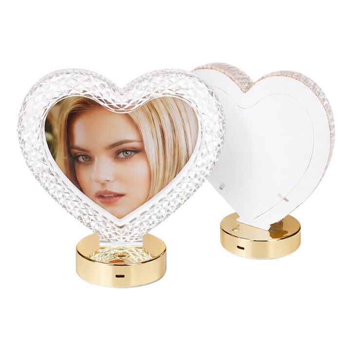 Dekoratif Işıklı Kristal Kalp Fotoğraf Çerçevesi - 2