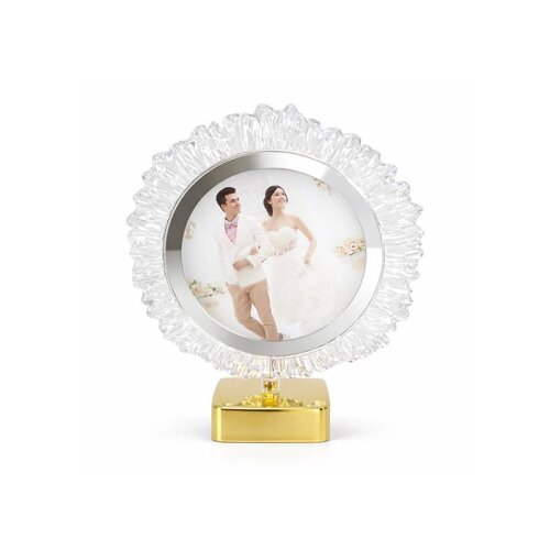 Dekoratif Işıklı Yuvarlak Fotoğraf Çerçeve Altın - 4