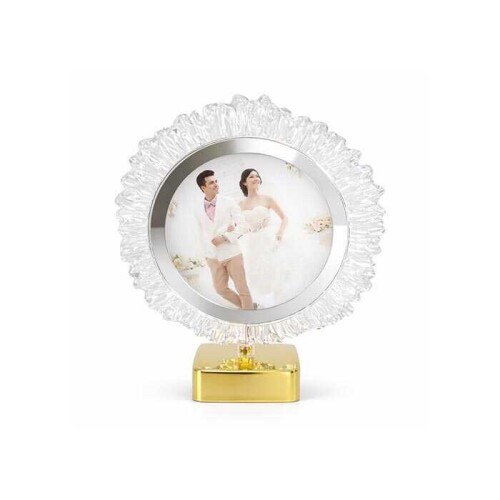 Dekoratif Işıklı Yuvarlak Fotoğraf Çerçeve Altın - 4