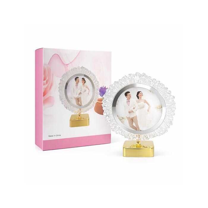 Dekoratif Işıklı Yuvarlak Fotoğraf Çerçeve Altın - 6