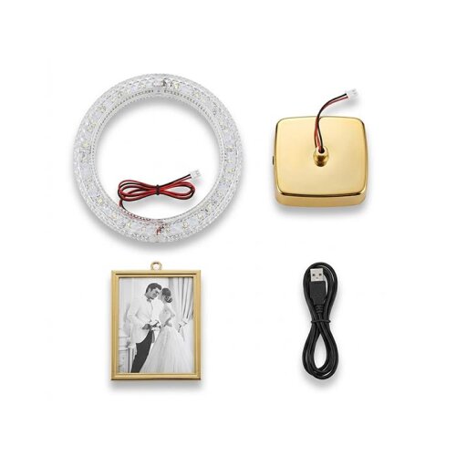 Dekoratif Işıklı Yuvarlak Kare Fotoğraf Çerçeve - 6