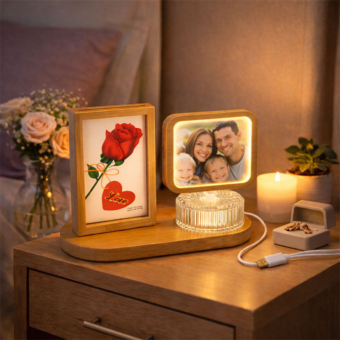 Dönen Ahşap Ledli Fotoğraf Çerçevesi 10x15 - 1