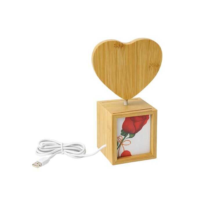 Dönen Ahşap Ledli Kalp Fotoğraf Çerçeve 10x15 - 3
