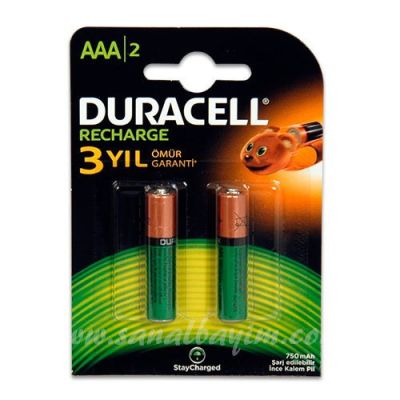 Duracell Şarjlı 750 mAh 2li İnce Kalem Pil HR03 - 1
