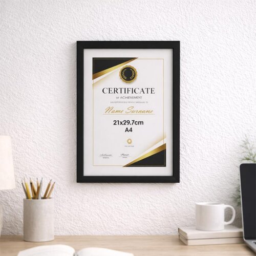 Duvar İçin Siyah Ahşap Fotoğraf Çerçevesi A4 - 4