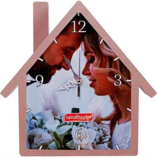 Ev Şekilli Fotoğraflı Saat - 