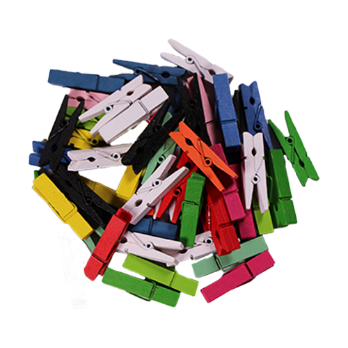 Fotoğraf Asmak İçin Mini Renkli Ahşap Mandal 50 Ad - 