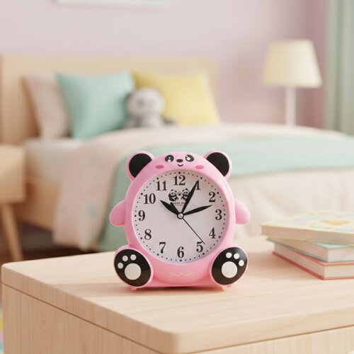 Fotoğraflı Ayıcık Çocuk Odası Saati Pembe - 1