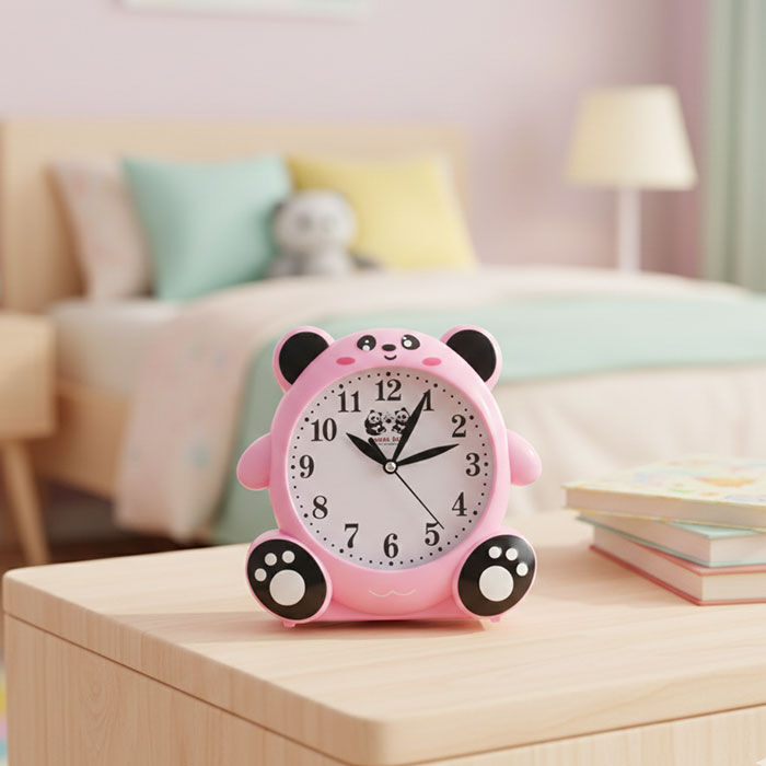 Fotoğraflı Ayıcık Çocuk Odası Saati Pembe - 1